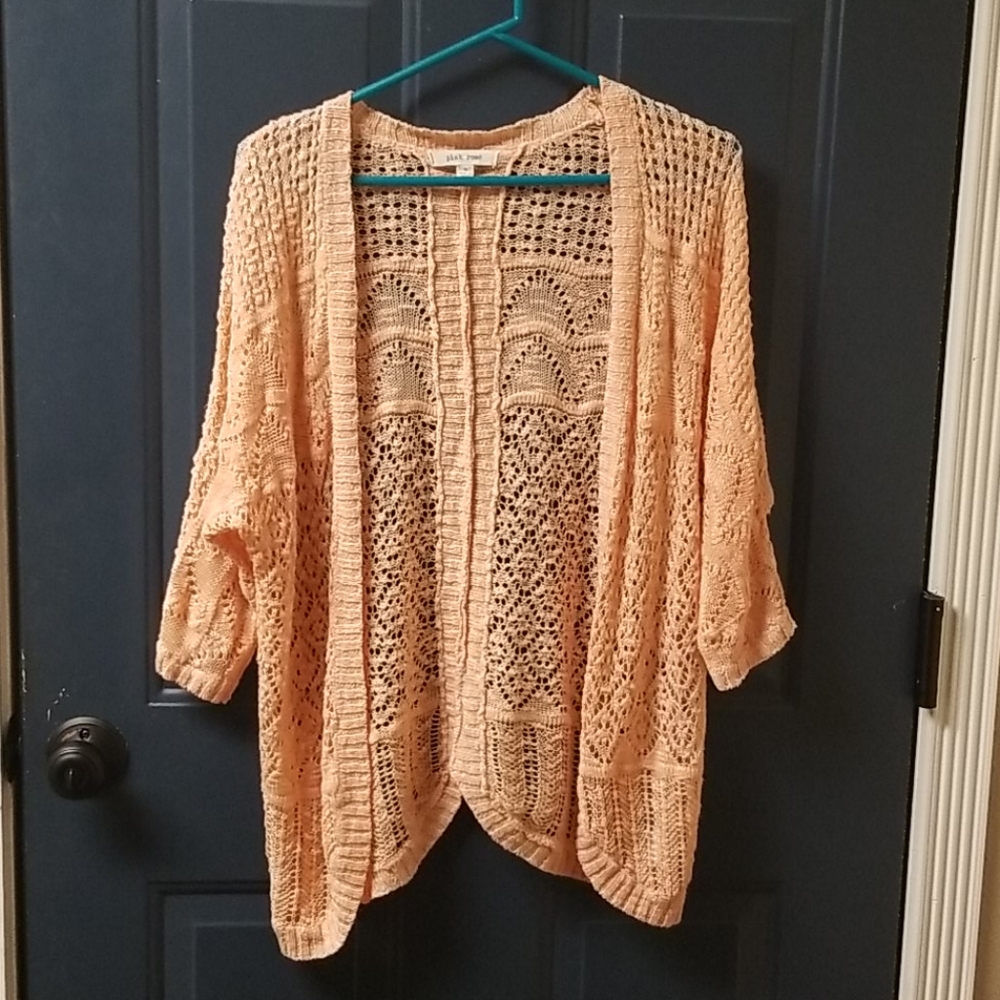 Peach knit cardican, very comfy!